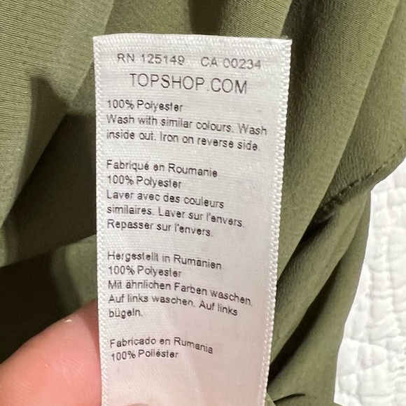 TOPSHOP Womens Mini Dress, Olive Green with Tie Front Size 6-#314 - Picture 13 of 14